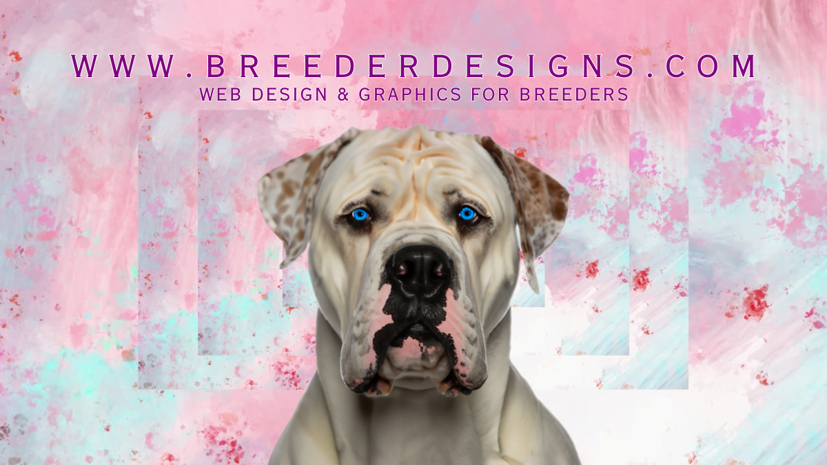 dog breeder website design, dog breeder graphic design, dog breeder logos, dog breeder pedigree banners, dog breeder banners, breeding banners, business cards, calendars, banners, flyers